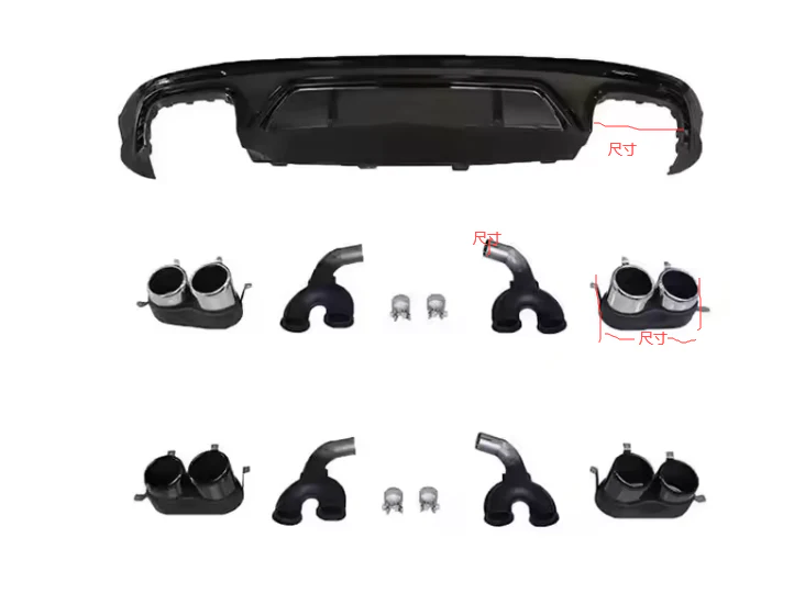 2019-2021 Audi Q5/SQ5 — SQ5 Style Rear Diffuser with Black Exhaust Tips
