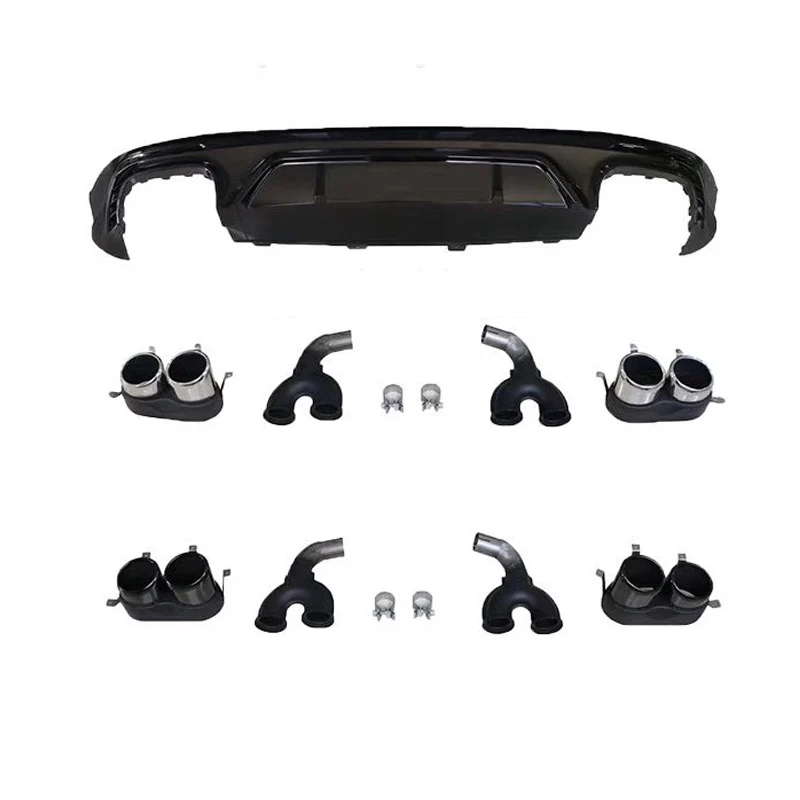 2019-2021 Audi Q5/SQ5 — SQ5 Style Rear Diffuser with Black Exhaust Tips - Image 2